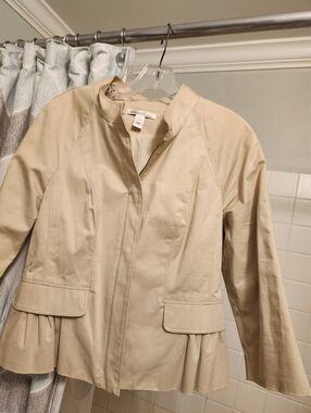 Kenneth Cole Beige Peplum Zip Up Jacket